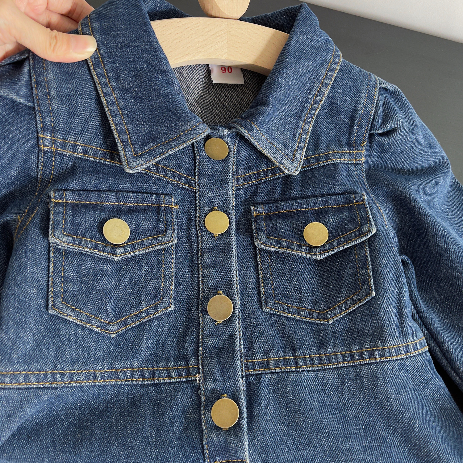 2023 Autumn New Korean Edition Girls' Long sleeved Dress Children's Water Washed Soft Denim Skirt 67202_voghion.com