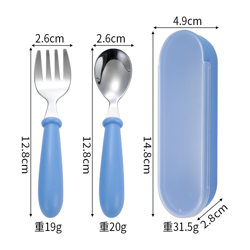 304 portátil de acero inoxidable cuchara para niños Tenedor vajilla bebé comiendo cuchara Tenedor traje madre bebé regalo personalización
