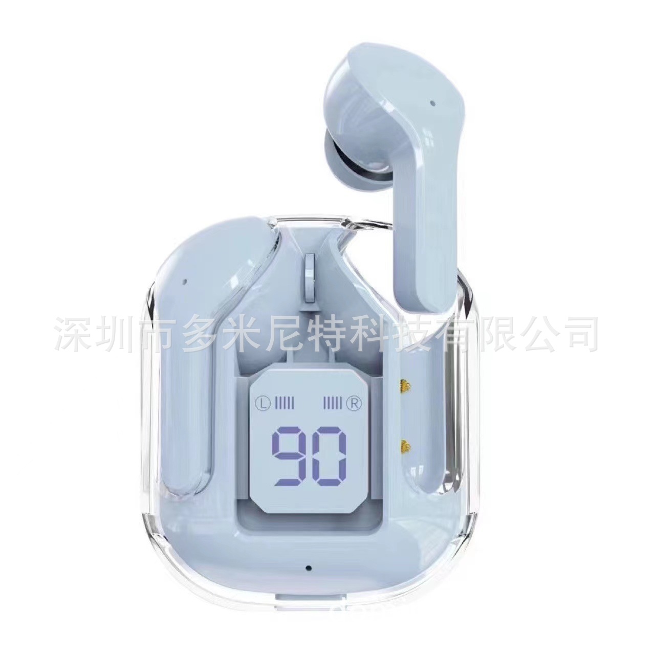 Transfronterizo transparente pantalla digital TWS auriculares inalámbricos Bluetooth tipo auriculares estéreo bilateral inalámbrico verdadero blanco