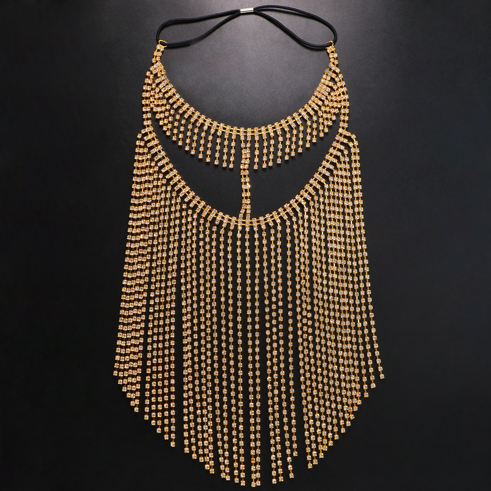 AliExpress Venta caliente rhinestone máscara femenina europea y americana sexy exagerada borla multi-capa máscara accesorios de lujo máscara