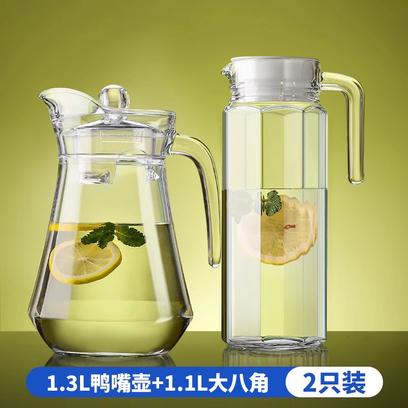 Taza de agua fría de vidrio resistente al calor, tetera de té de gran capacidad, taza de agua fría blanca resistente a altas temperaturas, botella de frutas al por mayor