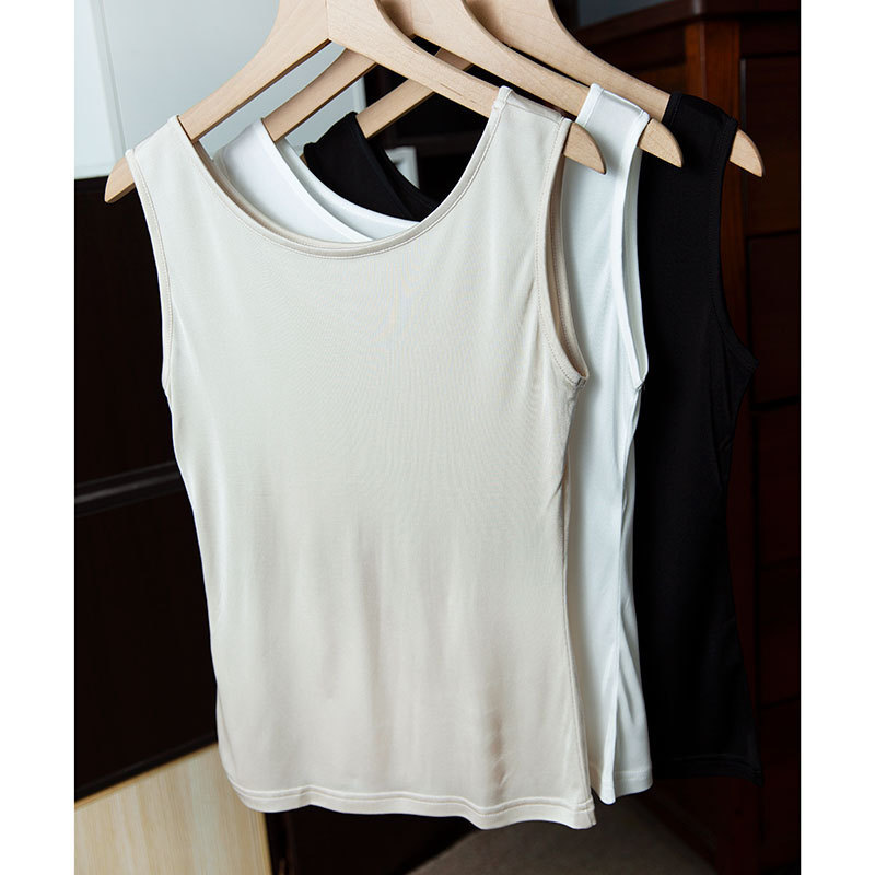 Summer Breathable Cool Silk Sleeveless Knitted Base Shirt plus size Silk Camisole for Women