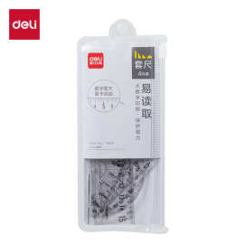 得力79529学生套尺四件套小学生儿童15cm直尺三角尺量角器尺套装