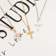 欧美时尚个性十字架项链不锈钢嘻哈简约男士链条情侣百搭休闲风
