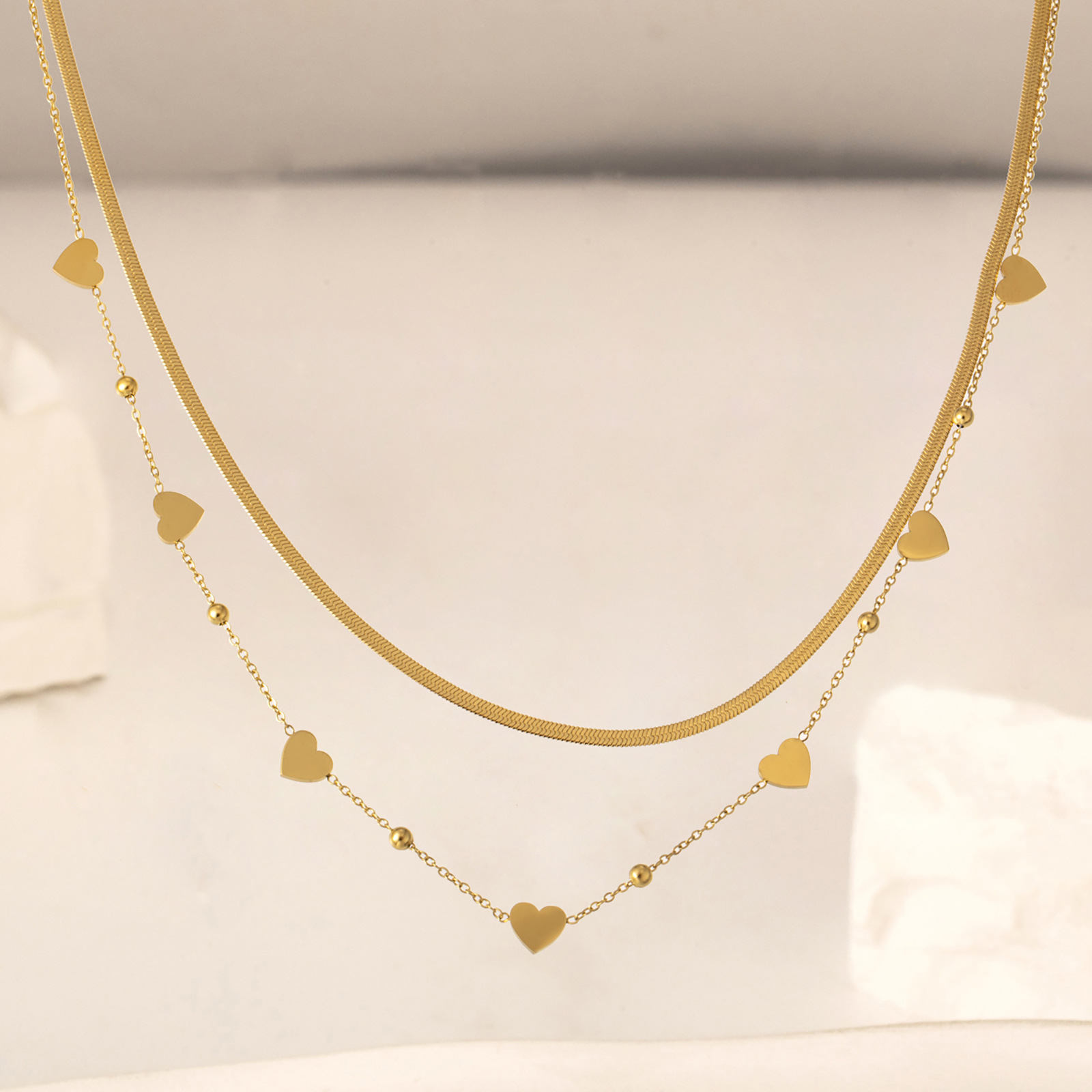 Simple Style Heart Shape Stainless Steel Titanium Steel Plating Necklace 1 Piece