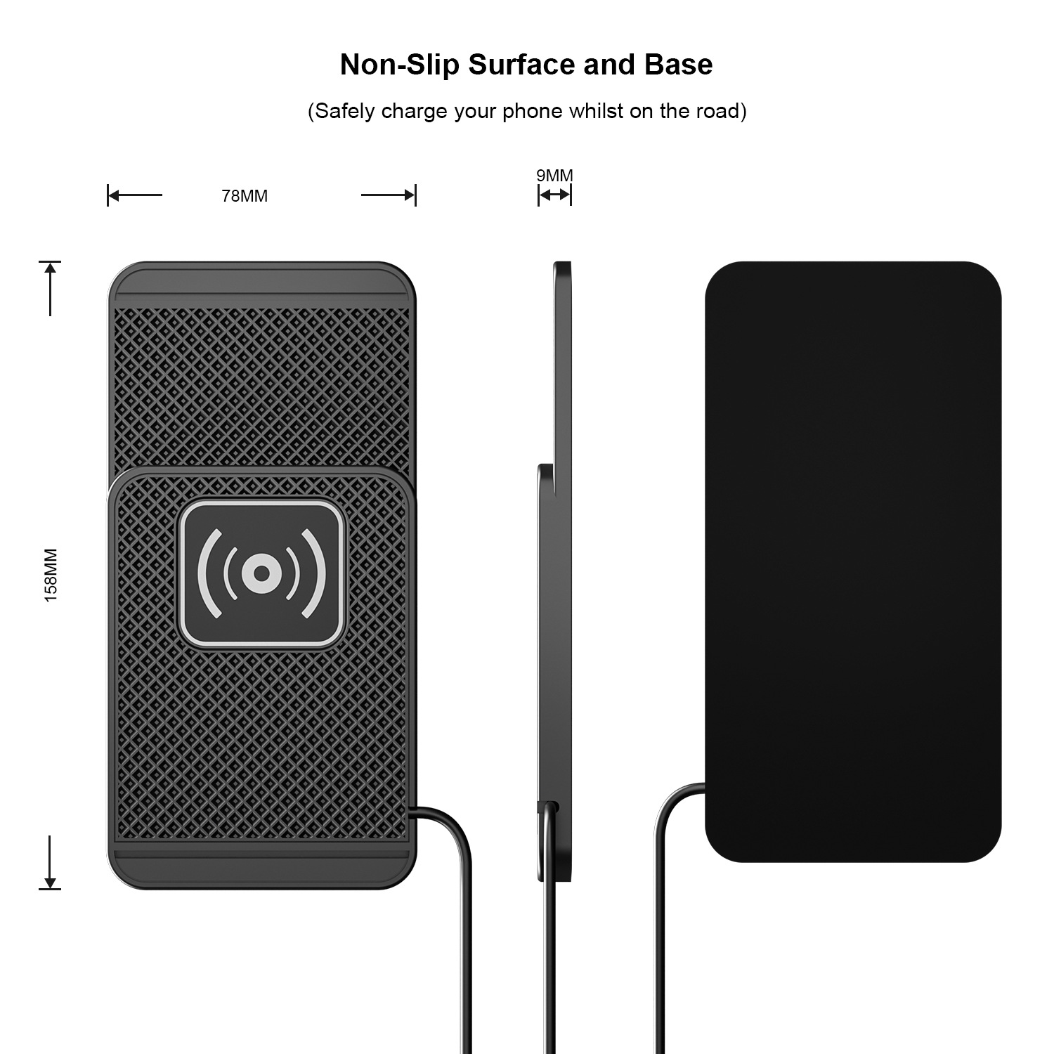 D1 Avoidance and Convex Lens Car Anti-Slip Wireless Fast Charger Suitable for All Models of Apple, Samsung, Huawei and Xiaomi