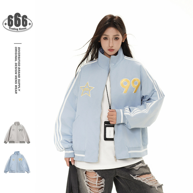 Beast Street Retro Fashion Brand Youth Campus Style Collar Jacket Men and Women Casual Sports Jacket CK2501