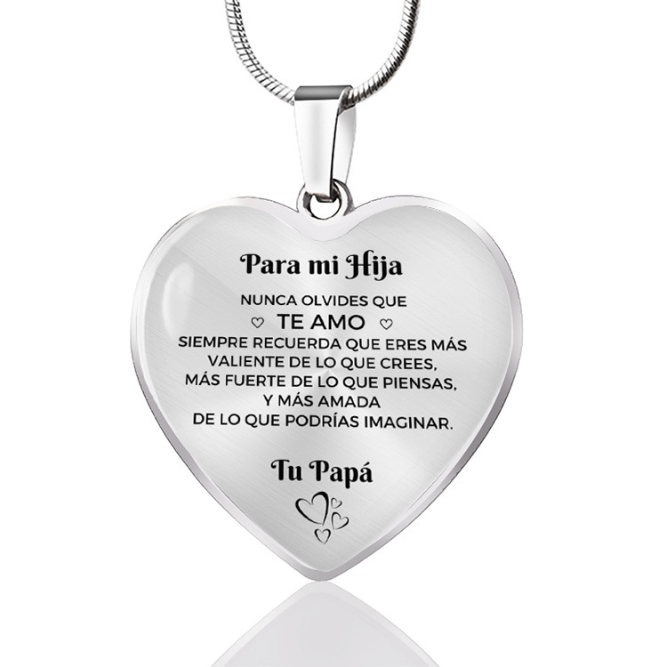 Collar de epoxi de acero inoxidable transfronterizo colgante en forma de corazón de melocotón llavero de amor personalizado español regalo de Navidad