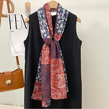 复古国潮天丝棉丝巾小长条百搭印花飘带柔软时尚轻薄透气围巾披肩