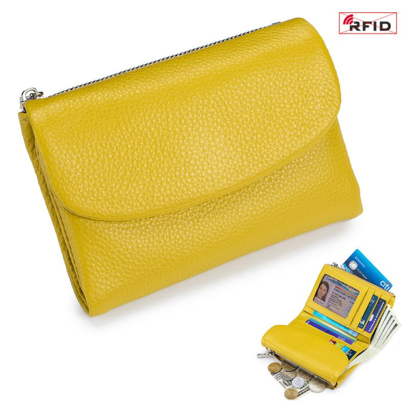 本革ショートウォレット RFID ファッション ソフトレザー質感 ハンドバッグ 女性用 大容量収納バッグ 一層牛革財布|undefined