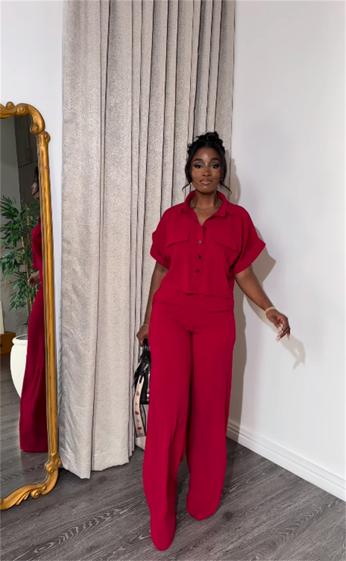 Holiday Daily Women's Casual Solid Color Polyester Button Pant Co-ord Set Pants Sets display picture 16