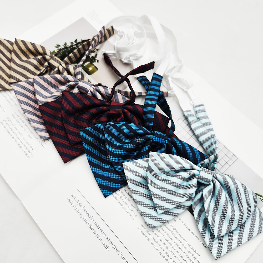 Fabricante spot doble mariposa grande JK pajarita pajarita flor traje de soltero todo fósforo raya universal lazo mujer