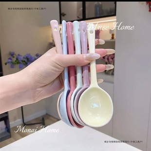 Ins High-Looking Cute Long-Handled Soup Ceramic Eating Spoon Household Dessert Spoon Spoon Spoon