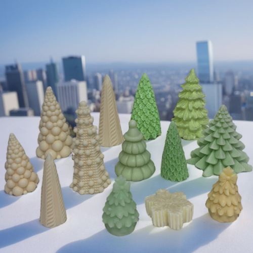 New Christmas tree scented candle silicone mold diy Christmas tree plaster ornaments scented candle mold