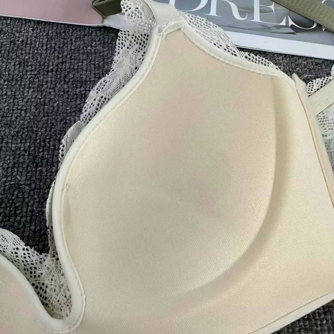 Nuevo sujetador de alta calidad de moda de encaje jacquard transpirable y cómodo ajustable anti-caída reunido tres filas de ropa interior de botón