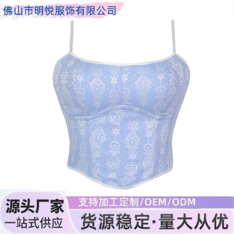 Light Blue Floral Sweetheart Camisole Corset, Tummy Control, Fashionable Women's Bust-Enhancing Tube Top Shapewear, Cross-Border E-Commerce Product Light Blue Floral Sweetheart Camisole Corset, Tummy Control, Fashionable Women's Bust-Enhancing Tube Top Shapewear, Cross-Border E-Commerce Product