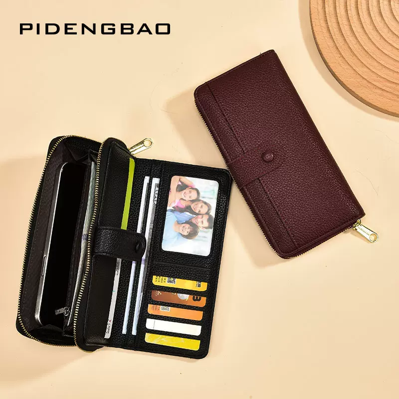 2025跨境新款荔枝纹长款女士钱包多卡位大容量手拿包long wallet