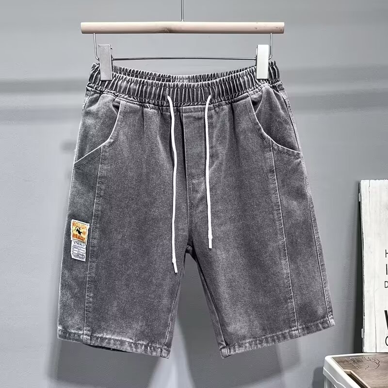 2024 nuevo estilo de verano nuevo estilo estilo de Hong Kong marca de moda simple degradado pantalones cortos de mezclilla casuales de pierna ancha pantalones de cinco puntos