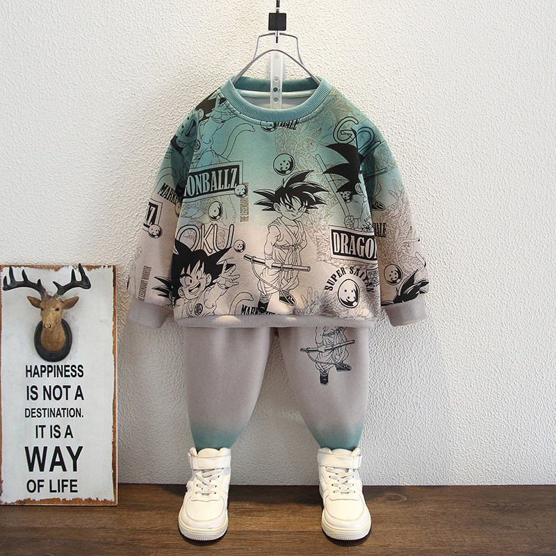 5953 Traje de otoño para niños 2025 Nuevo suéter falso de dos piezas para niños Primavera y otoño Traje de dos piezas deportivo para niños