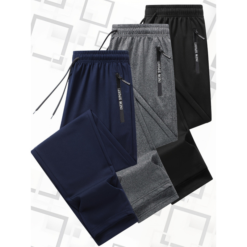Cross-Border Casual Running Joggers with Zipper Pocket Drawstring