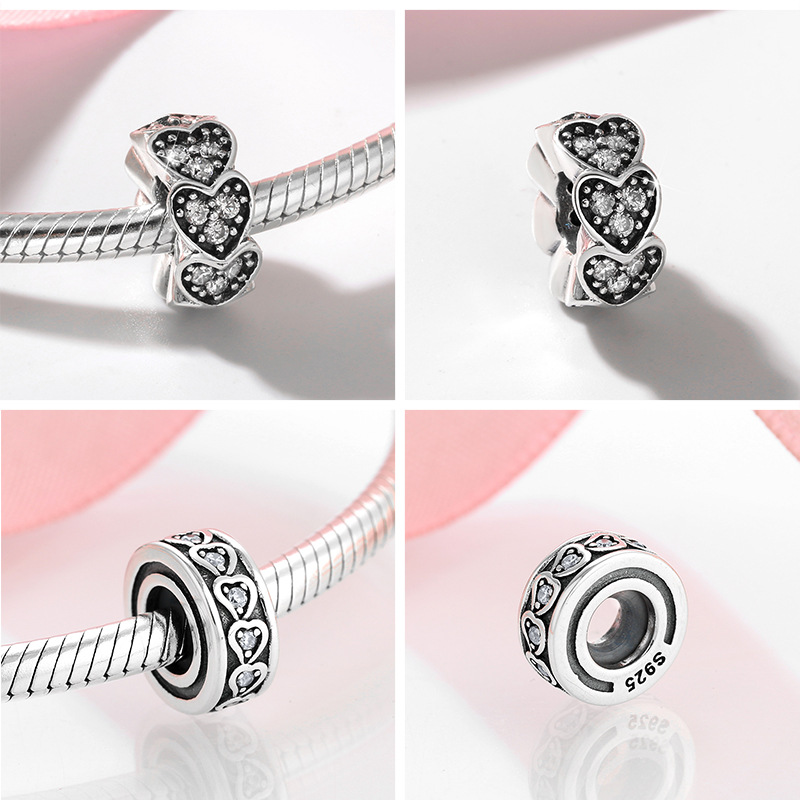 Retro Heart Shape S925 Silver Inlay Zircon Jewelry Accessories display picture 1