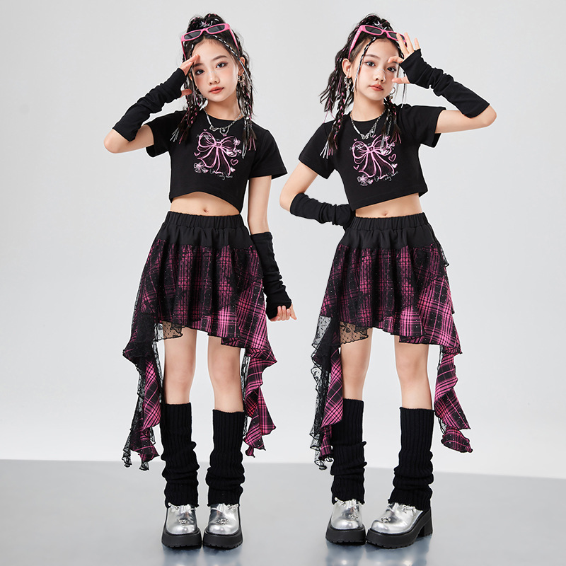 Jazz Dance Girls' Costumes: Sweet, Cool, Stylish, Trendy Girls' Fashion Show Outfits, Children's Bow Ties, Kids' Jazz Performance Costumes (Summer)