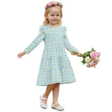 歐美熱銷童裝女童波點拼接長袖連衣裙支持印花兒童韓版氣質公主裙