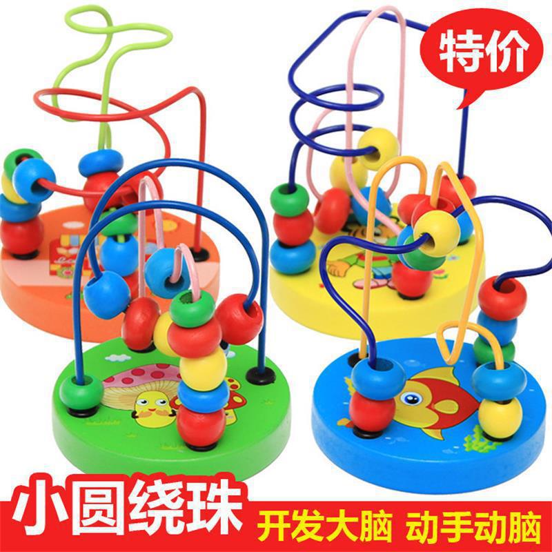 Suministro directo de fábrica para niños de madera columna de manga de cuentas forma geométrica juego rompecabezas bloques de construcción música piano plegable anillo de juguete