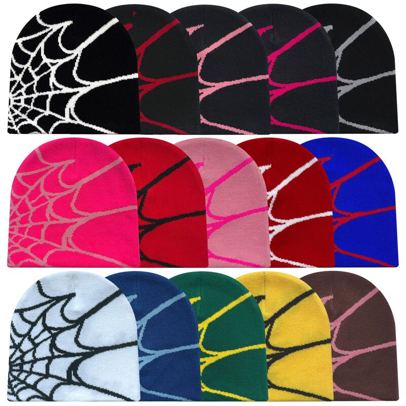 Cross-border Amazon Hot Selling Spider Web Jacquard Knitted Hat Autumn and Winter Outdoor Riding Hat Foreign Trade Warm Wool Hat