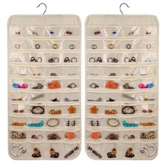 80 grid storage bag non-woven double-sided jewelry hanging bag door cabinet storage bag necklace jewelry dust-proof storage box