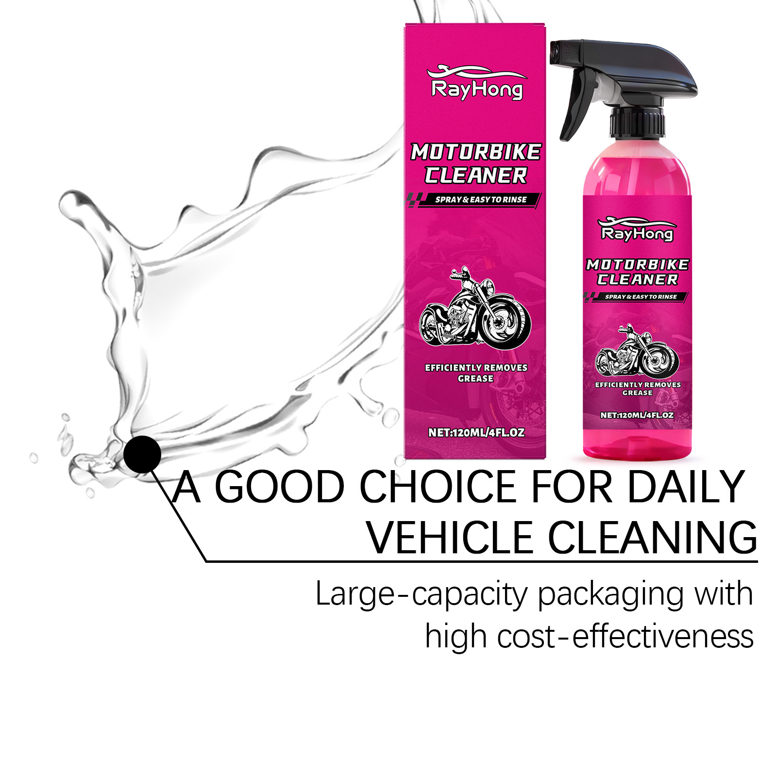 RAYHONG car cleaner removes oil, cleans dirt, and is easy to clean. It is suitable for surface renewal and care of multiple vehicles. 4