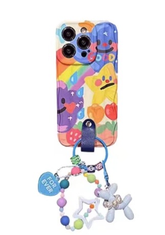 Graffiti Rainbow Flower Adecuado para iPhone 16PROMAX Funda para teléfono móvil 14 Apple 15 Colgante de pato amarillo 13 Mujer 16