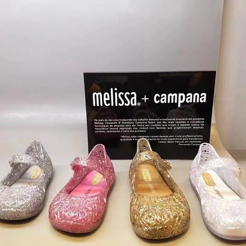 Scarpe da principessa Melissa brasiliane Sandali da ragazza in gelatina con fondo morbido e profumato, fiocco per bambini, nido d'uccello, estivi_voghion.com
