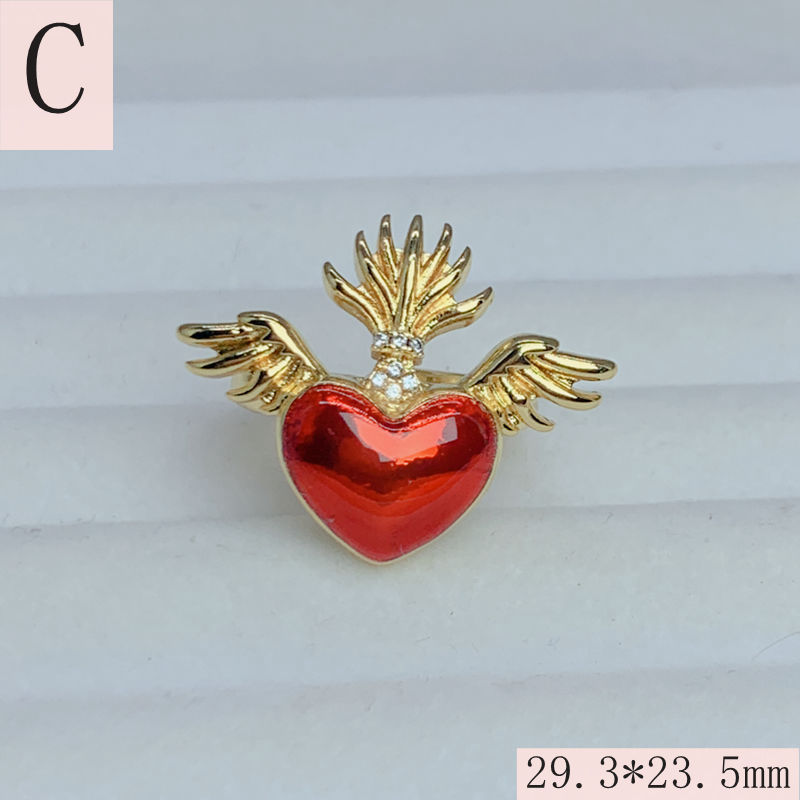 Wholesale Jewelry Vintage Style Heart Shape Copper Zircon Enamel Open Rings display picture 6