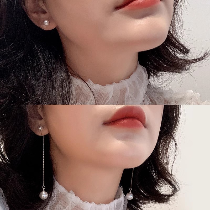 1 Pair Quantity 1 Pair 925 Sterling Silver Imitation Pearl Geometric Drop Earrings