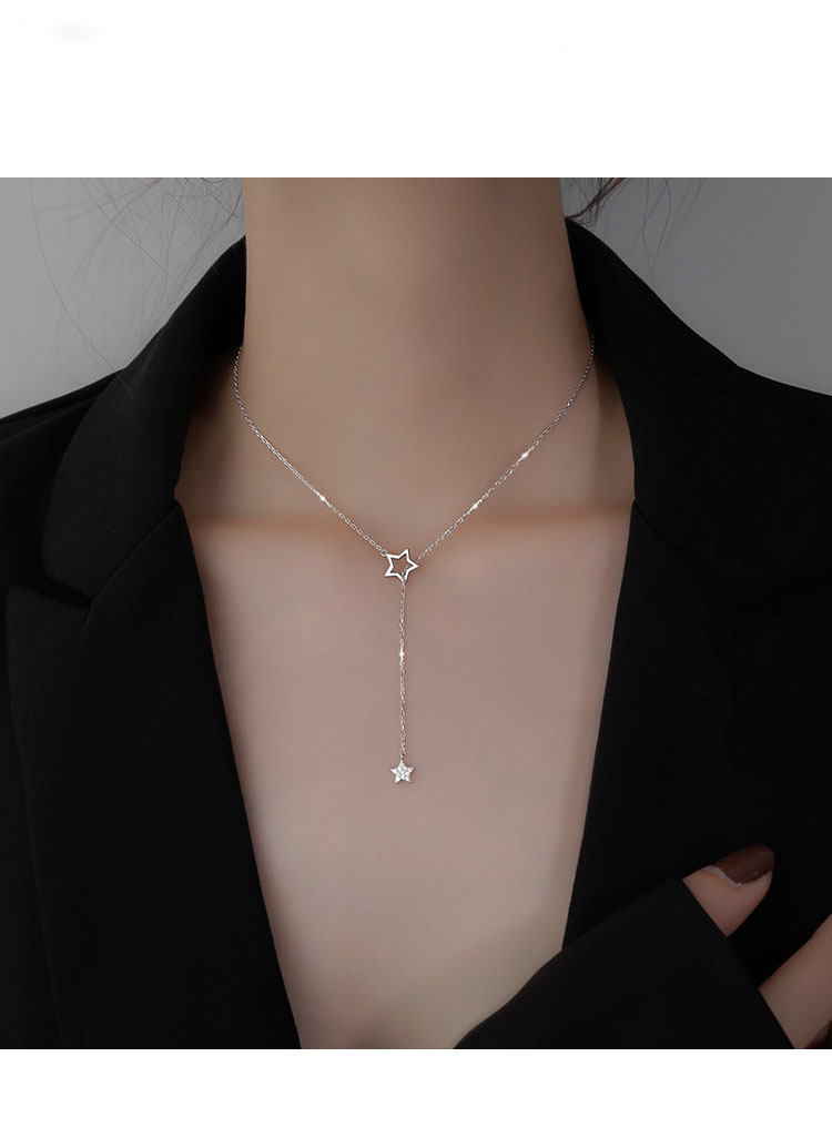 Damen Stern Halskette Mit Quasten Und Strasssteinen Elegant_voghion.com