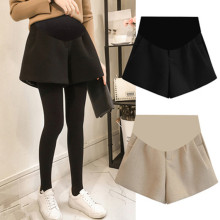 2025孕妇秋冬新款毛呢外穿短裤阔腿裤 孕妇托腹裤靴裤袜裤