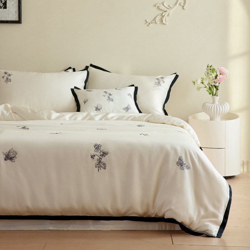 Jogo de cama de verão tencel capa de edredão e lençol fresco_voghion.com