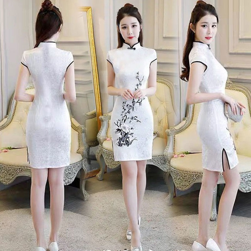 2025 Summer New Style Republic of China Style Modernized Cheongsam Dress for Women, Mid-Length Base Dress