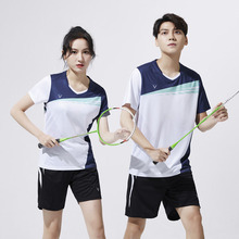 速干透气羽毛球服套装男女比赛运动短袖T恤排球印字乒乓球衣