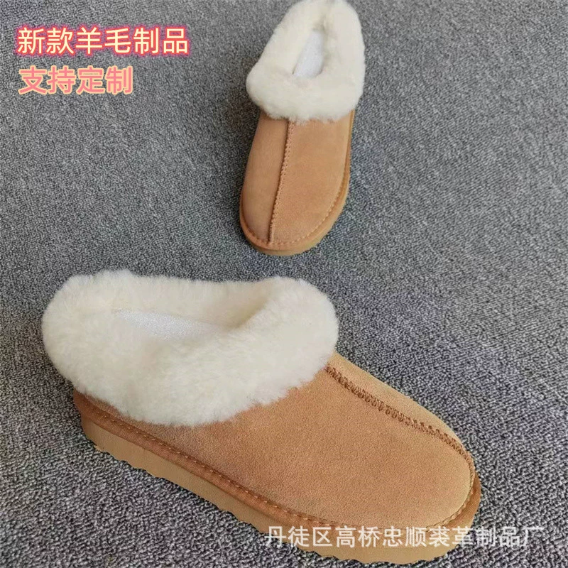 Фабрика снежные сапоги женский зимний 2024 новый воловья кожа шерсть один утолщенные подошвы ножки низкая труба хлопчатобумажная обувь большой размер внешней торговли