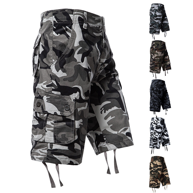 Loose Camouflage Five-Point Pants for Men 2025 Summer New Style Medium Pants Loose Men's Workwear Casual Pants Multi-Pocket Beach Pants