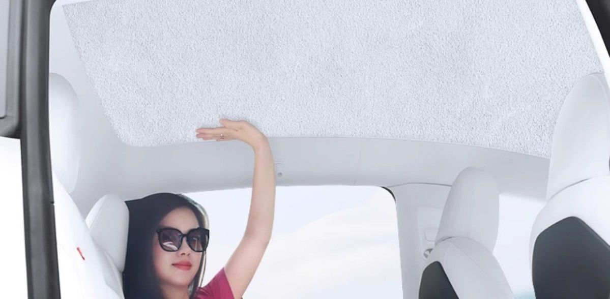 Suitable for Tesla's New Version of Model Y/3, Suede Silicone Electrostatic Adsorption Sunshade and Roof Curtain