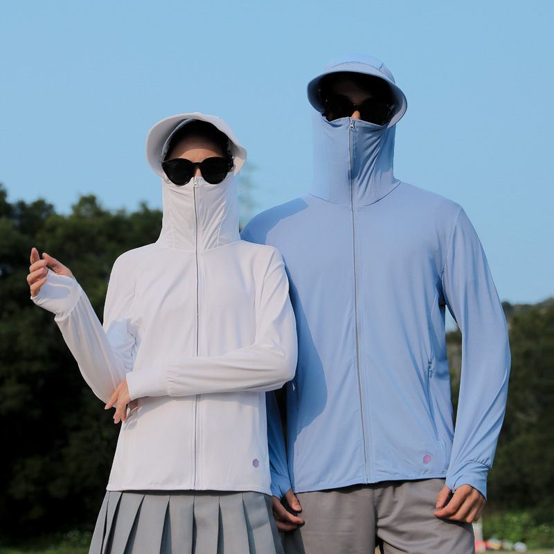 여름 커플의 선 스크린 의류 자외선 방지 UPF50 선 스크린 통기성 스킨 의류 여성 경량 야외 선 스크린 의류 남성