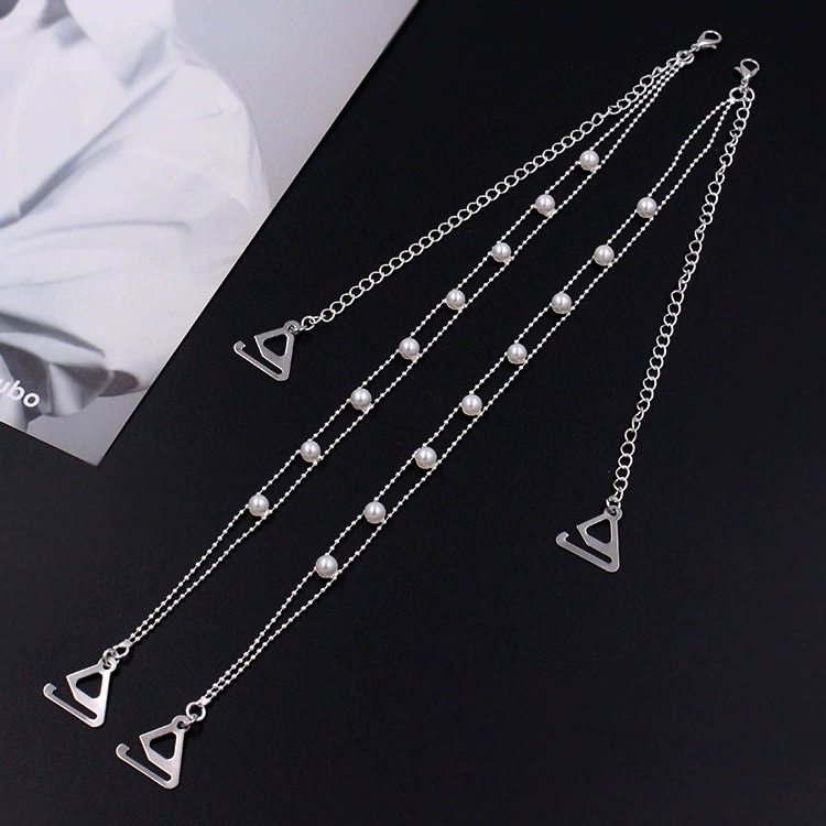 Металлическая бисерная цепочка жемчужное нижнее белье плечевые ремни летом невидимый текст бюстгальтер