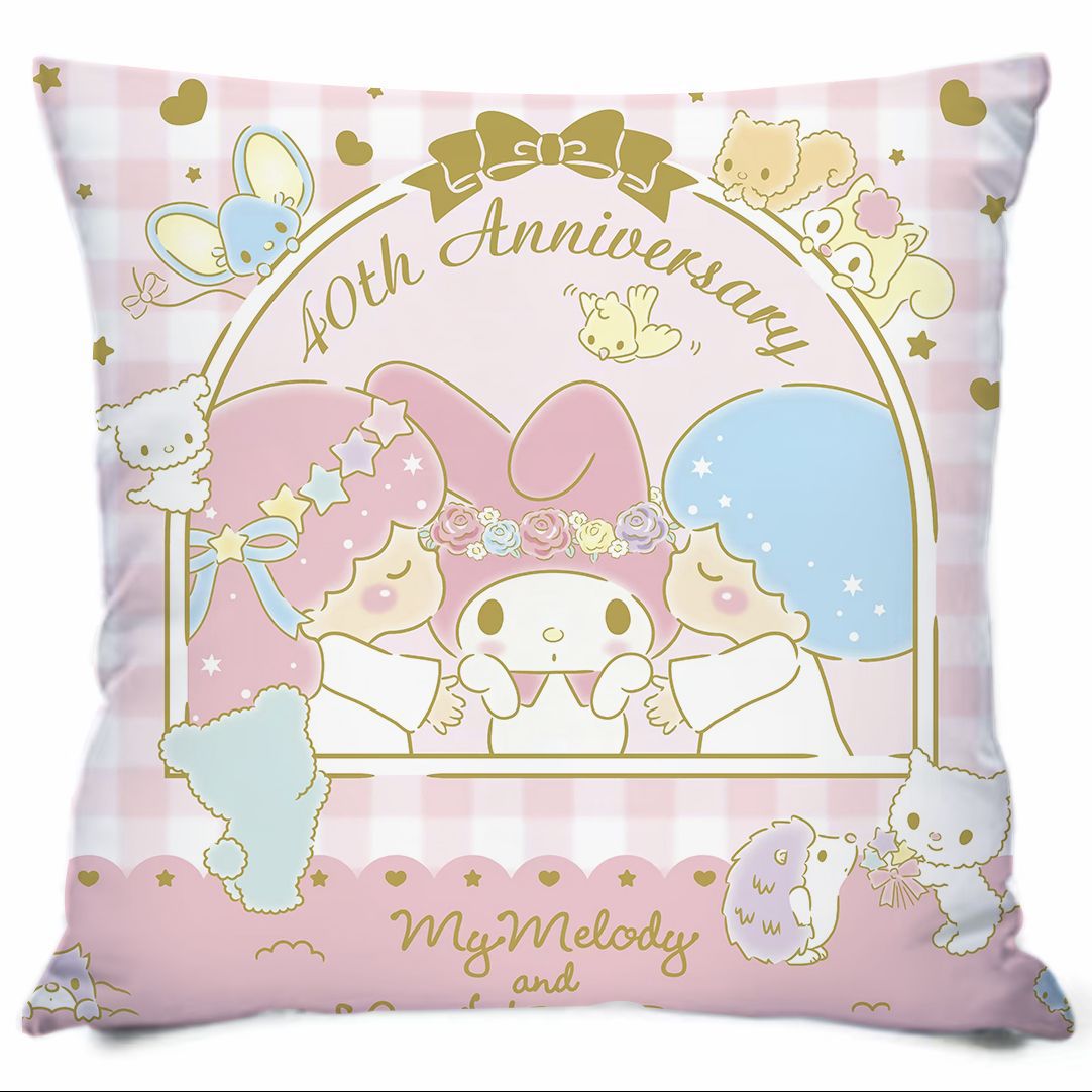Almohada con estampado de dibujos animados de Sanrio, linda almohada de sofá para dormitorio, cojín de cabecera, cojín de asiento con soporte lumbar para coche