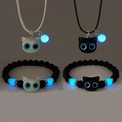 発光猫ブレスレット、ニッチな親友、学生の手作りネックレス、ガールフレンドブレスレット、高見え、多用途でシンプル