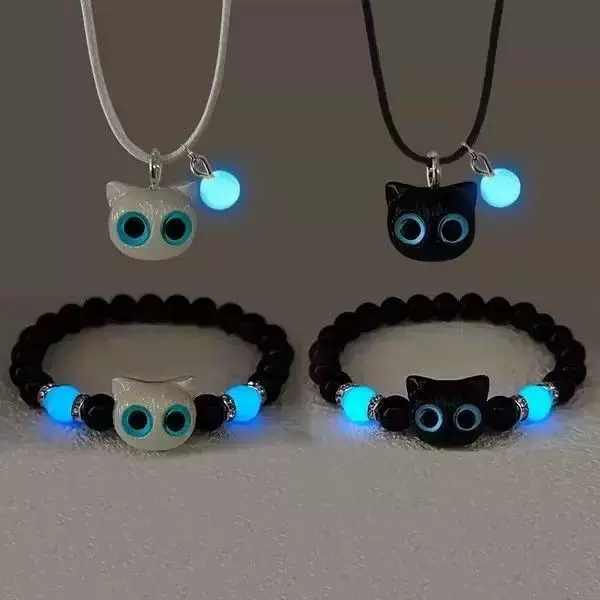 Luminous Cat Bracelet Niche Bestie Student Handmade Necklace Girlfriend Bracelet High Appearance Versatile Simple