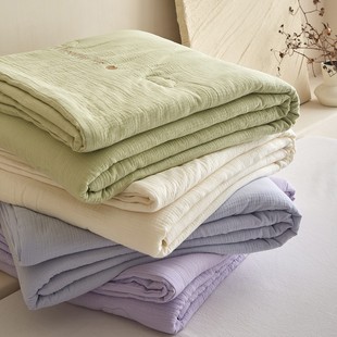 Sweat-absorbent gauze double-layer yarn breathable sweat-wicking crisp light soybean fiber summer thin air conditioning blanket