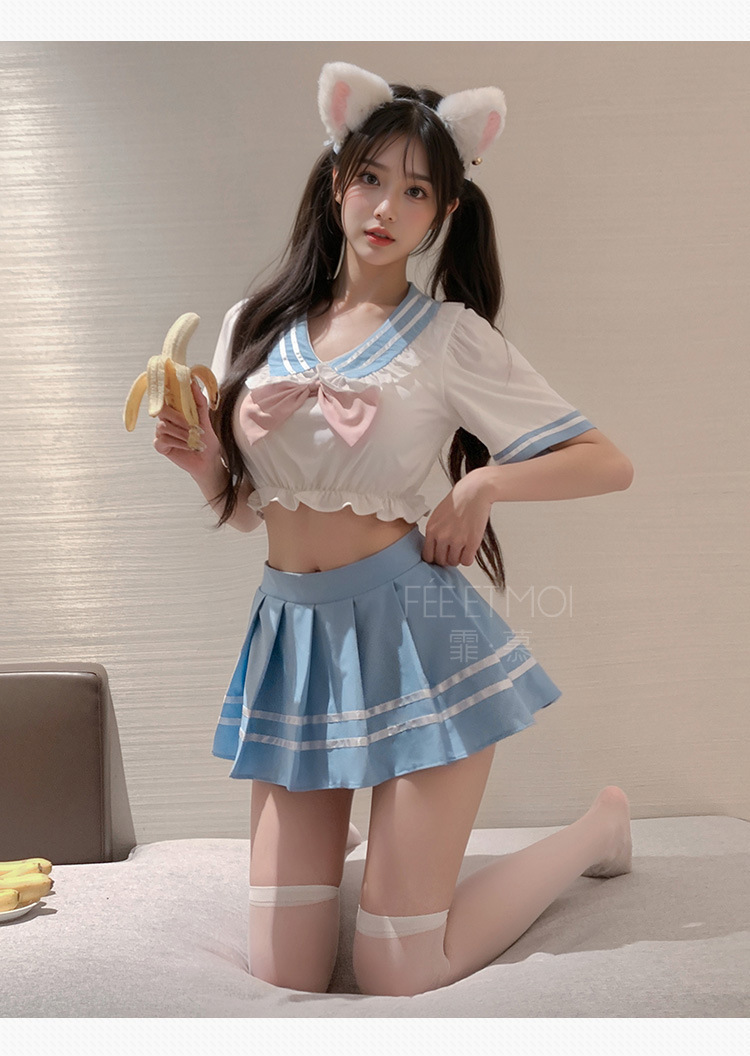 Feimu Selects JK Uniform Costume Set with Pleated Skirt, Tie and Thong — detail image 18